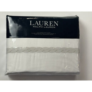 Ralph Lauren Spencer Cable Embroidery Full / Queen Duvet Cover White Flax NEW